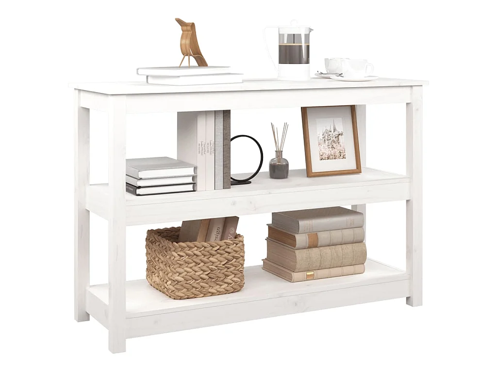 Table console Blanc 110x40x74 cm Bois massif de pin
