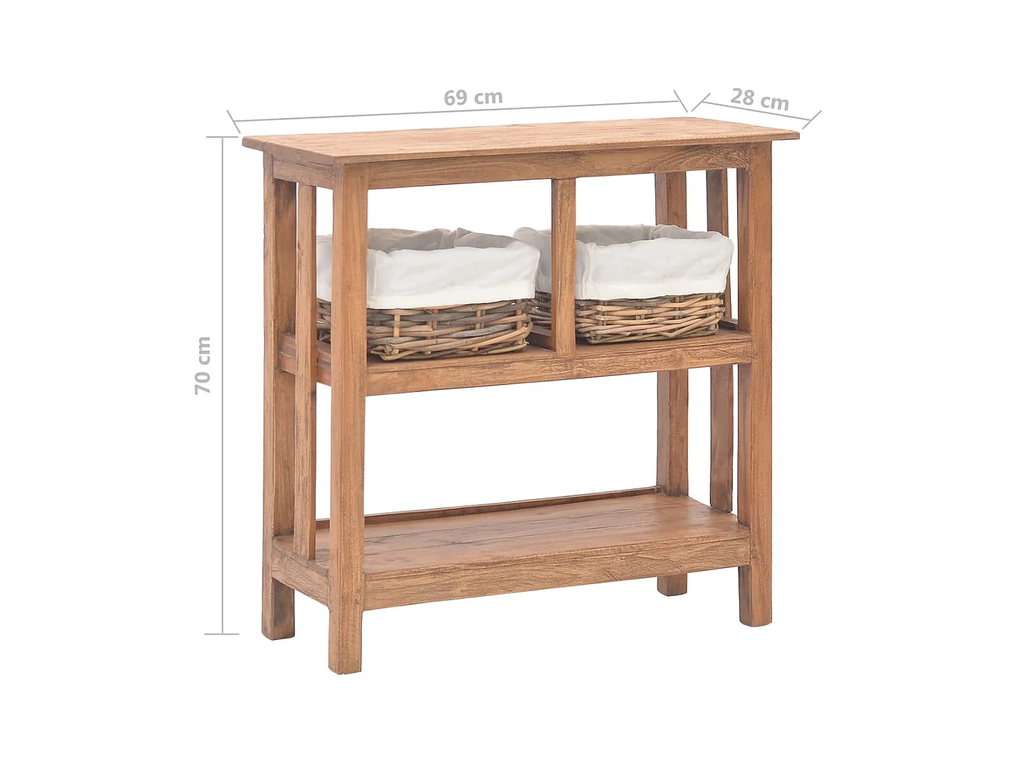 Tavolo Consolle in Legno Massello di Mogano 69x28x70 cm