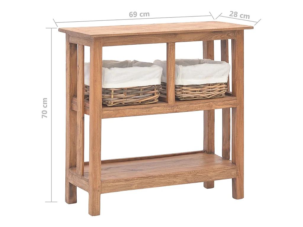 Table console bois d'acajou massif 69x28x70 cm