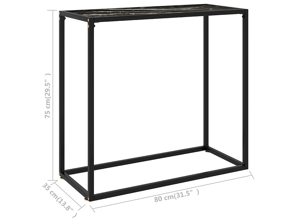 Mesa consola vidrio templado negro 80x35x75 cm