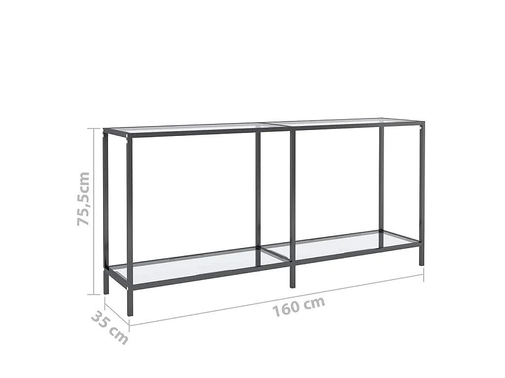 Table console Transparent 160x35x75,5 cm Verre trempé