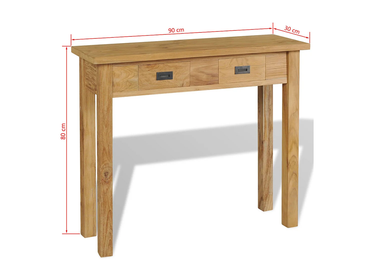 Wandtafel massief teakhout 90x30x80 cm