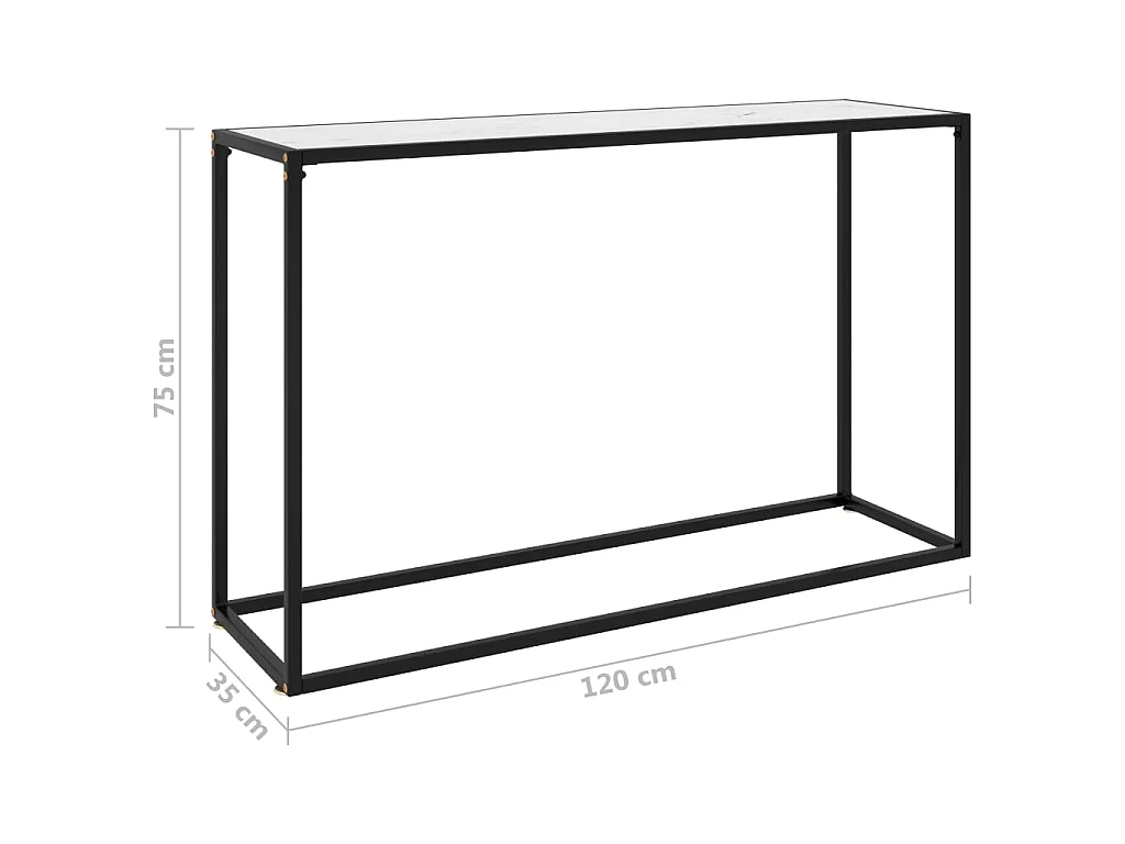 Tavolo Consolle Bianco 120x35x75 cm in Vetro Temperato