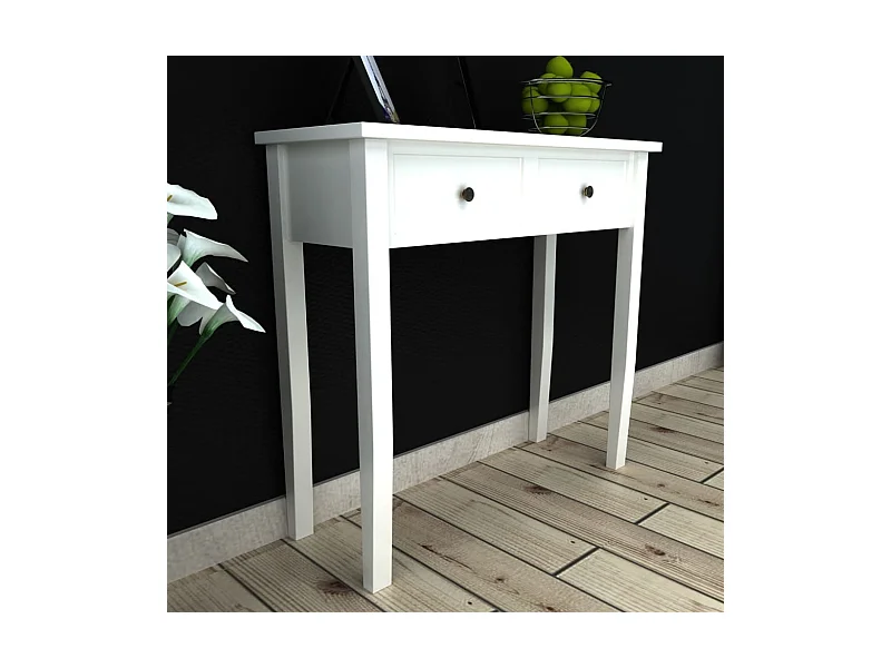 Tavolo Consolle da Trucco con 2 Cassetti Bianco
