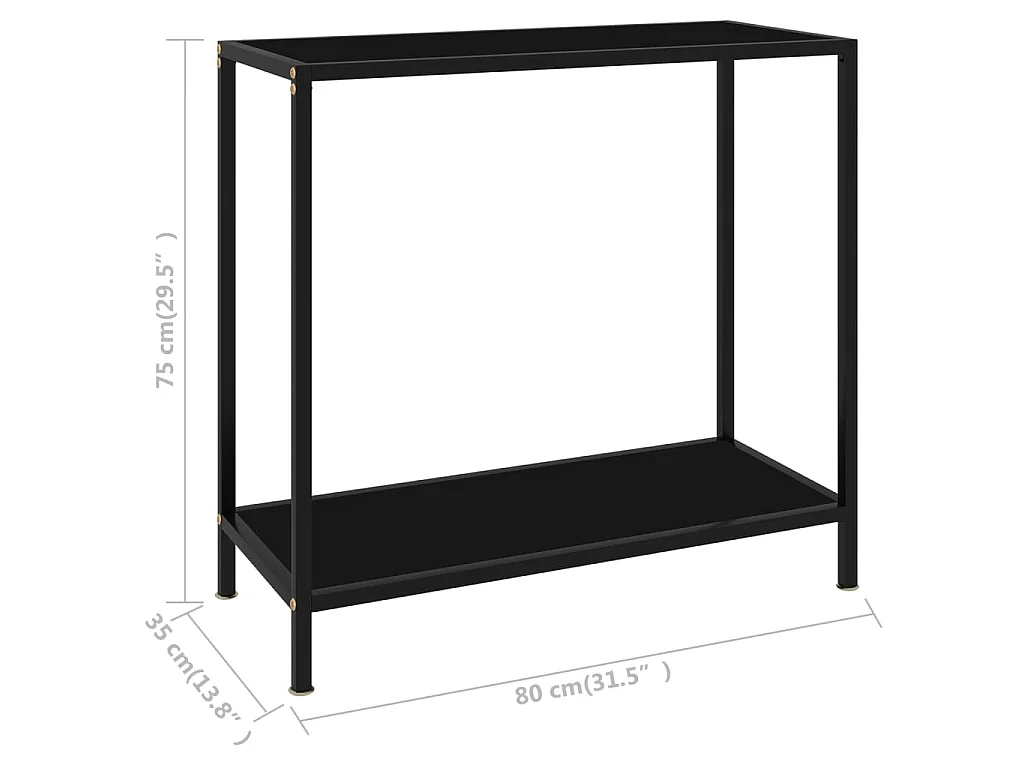Tavolo Consolle Nero 80x35x75 cm in Vetro Temperato