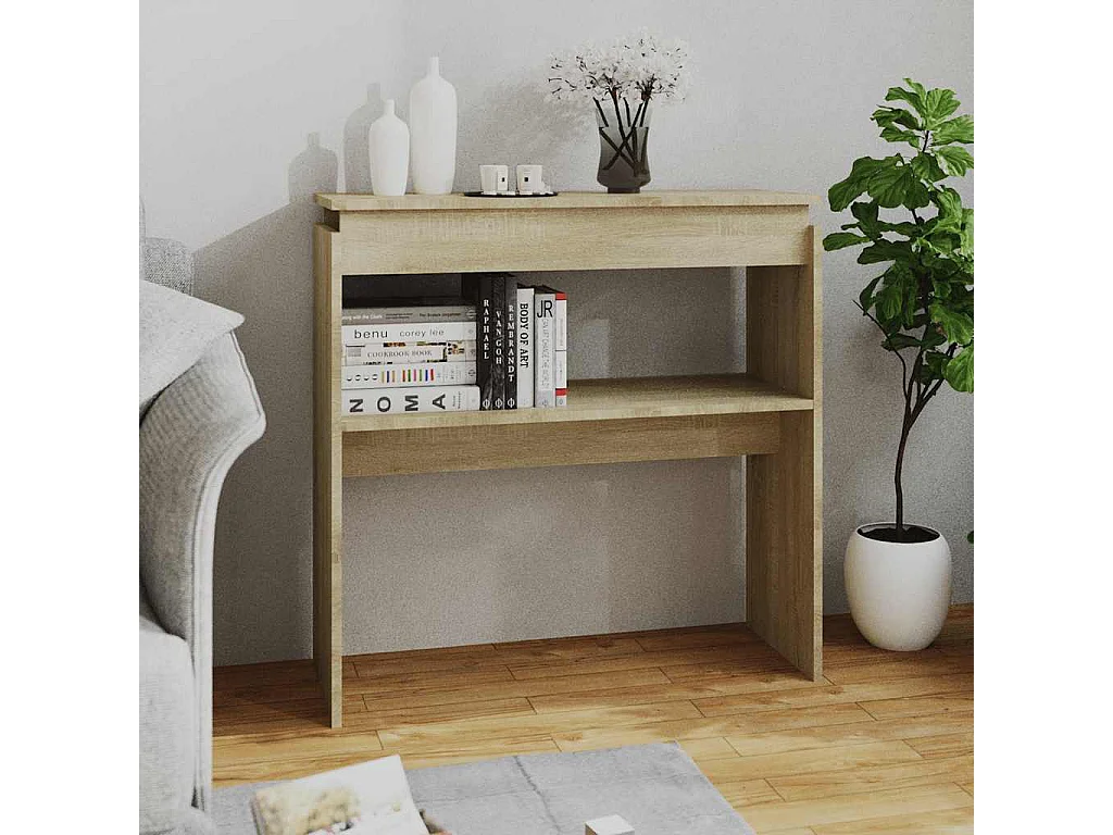Table console chêne sonoma 80x30x80 cm bois d'ingénierie