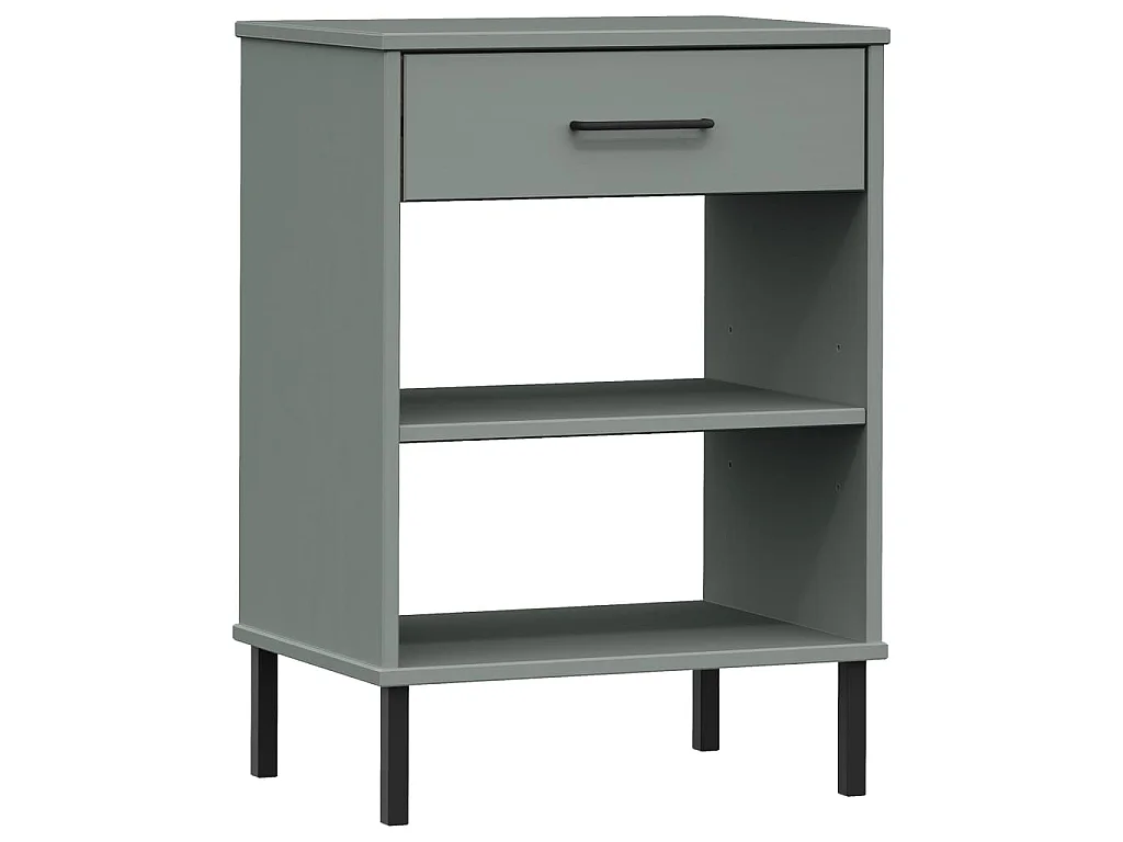 Mobile Consolle Gambe Metallo Grigio Legno Massello Pino OSLO