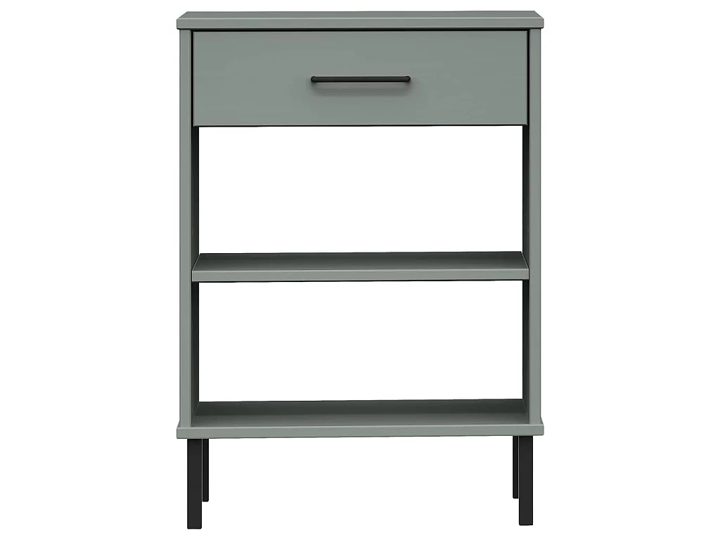 Mobile Consolle Gambe Metallo Grigio Legno Massello Pino OSLO