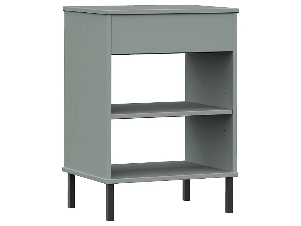 Mobile Consolle Gambe Metallo Grigio Legno Massello Pino OSLO