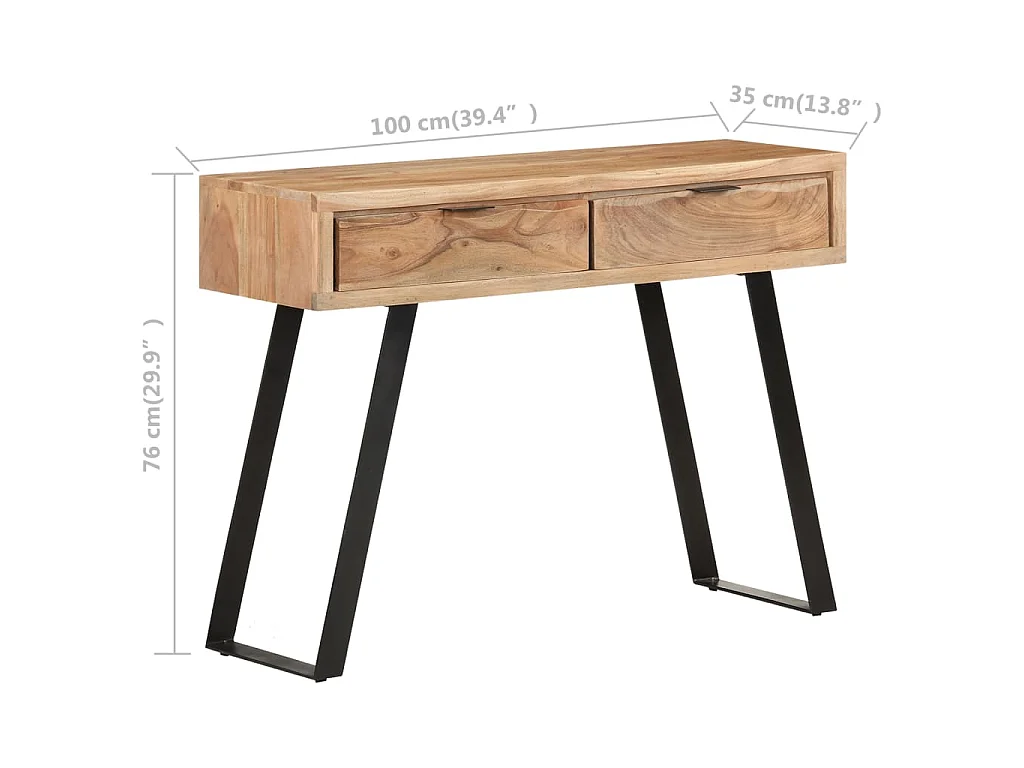 Konsolentisch 100x35x76 cm Massivholz Akazie mit Naturkanten