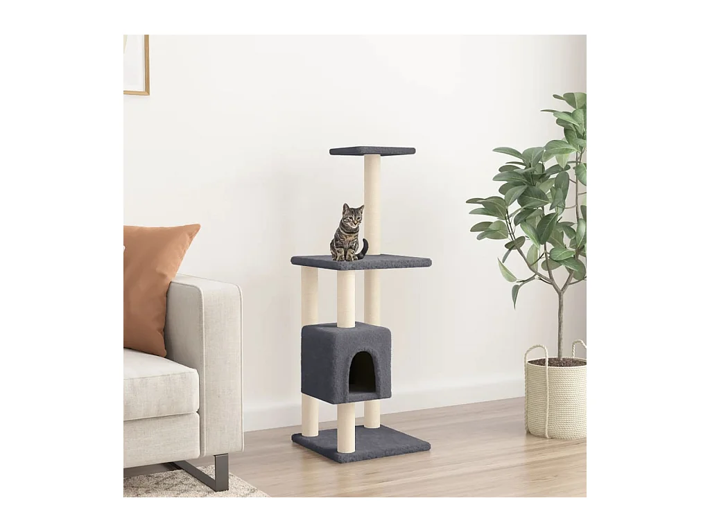 Arbre à chat avec griffoirs en sisal gris foncé 104 cm