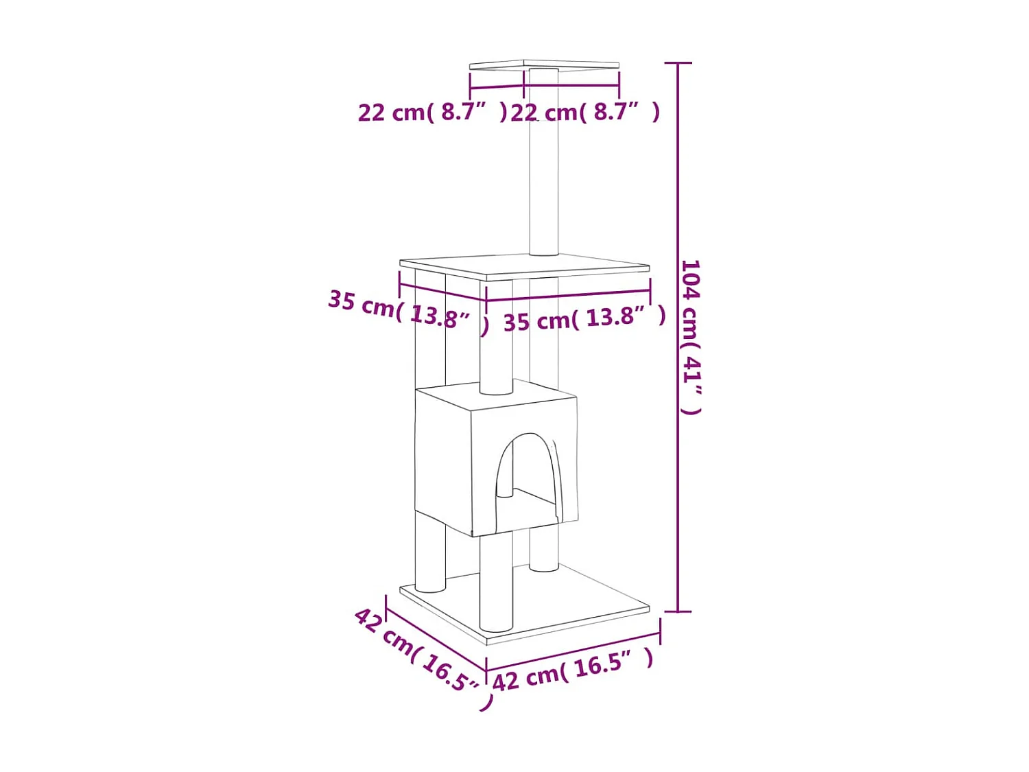 Arbre à chat avec griffoirs en sisal gris foncé 104 cm