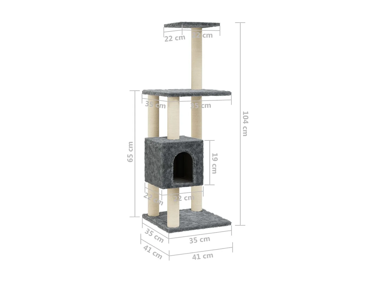 Arbre à chat avec griffoirs en sisal gris foncé 104 cm