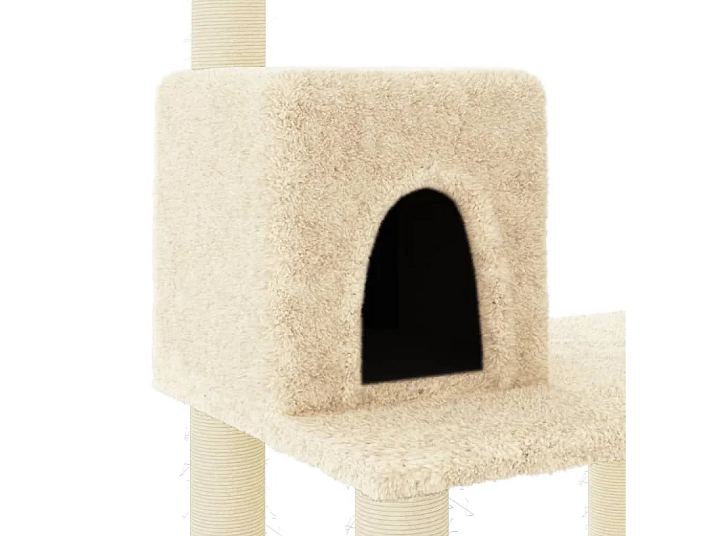 Rascador para gatos con postes de sisal color crema 118,5 cm