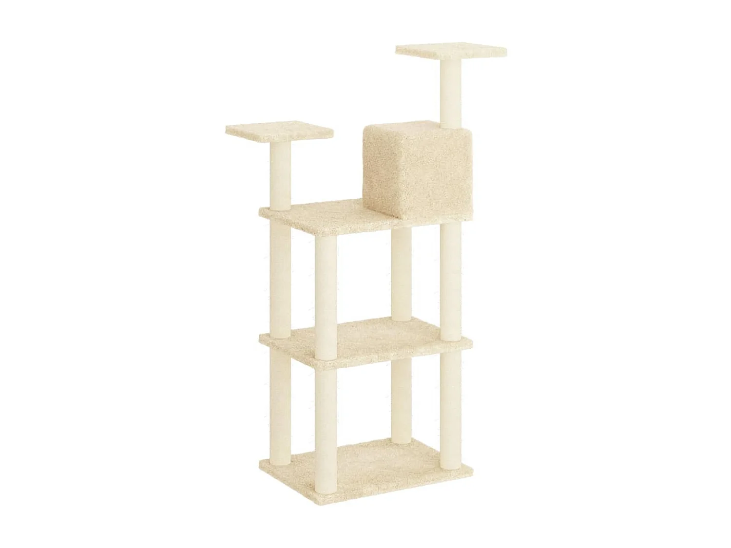 Rascador para gatos con postes de sisal color crema 118,5 cm