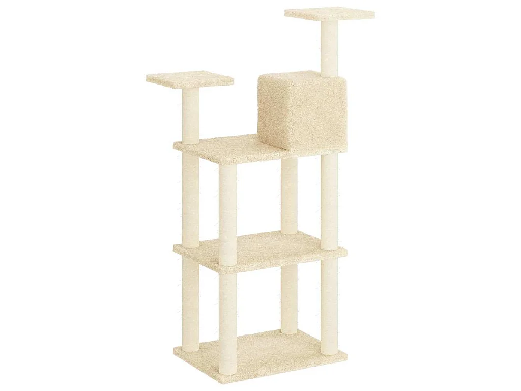 Árvore para gatos c/ postes arranhadores sisal 118,5 cm creme