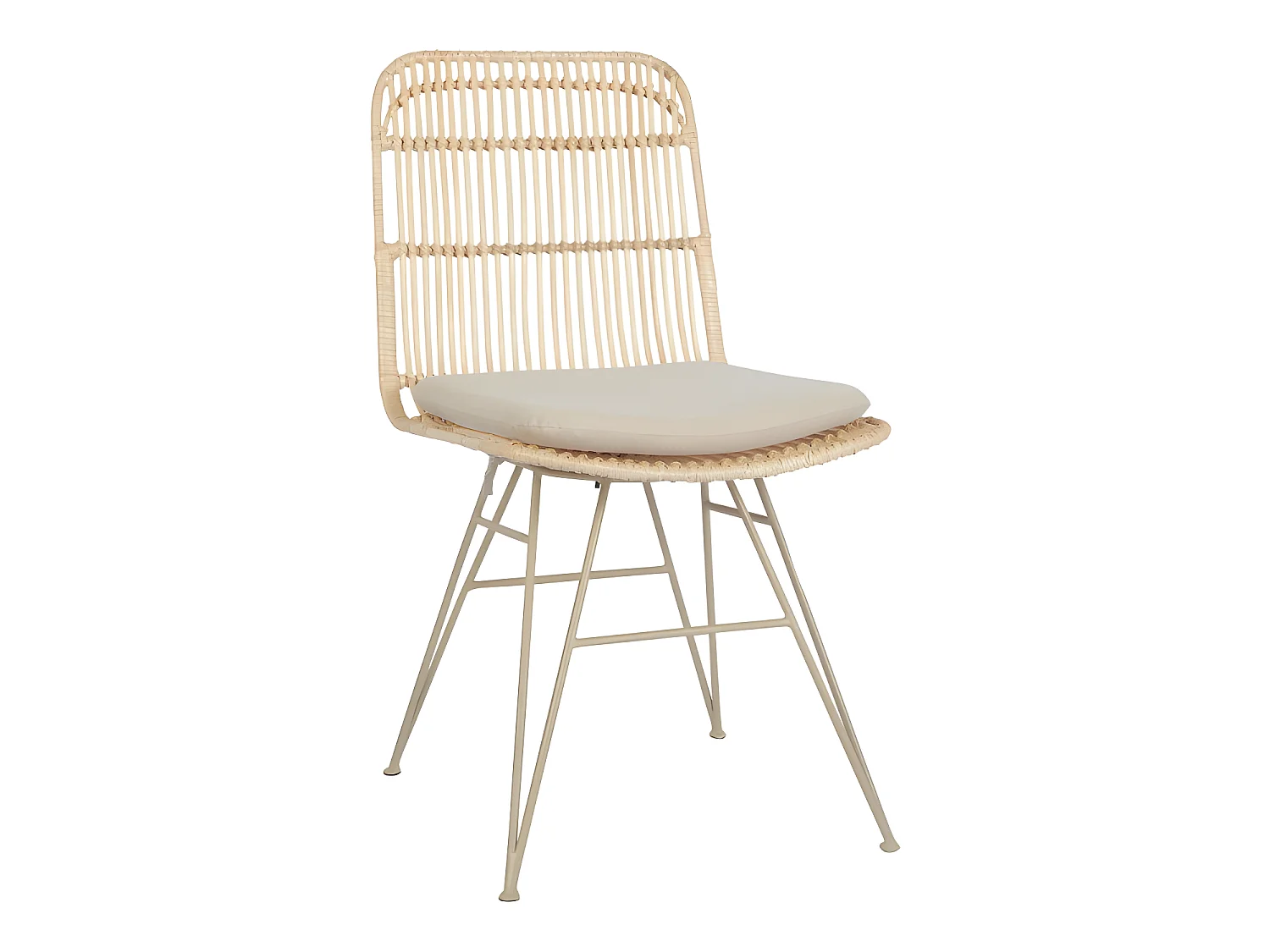 Uyuni - Lot de 2 chaises design en rotin pieds beiges - Naturel