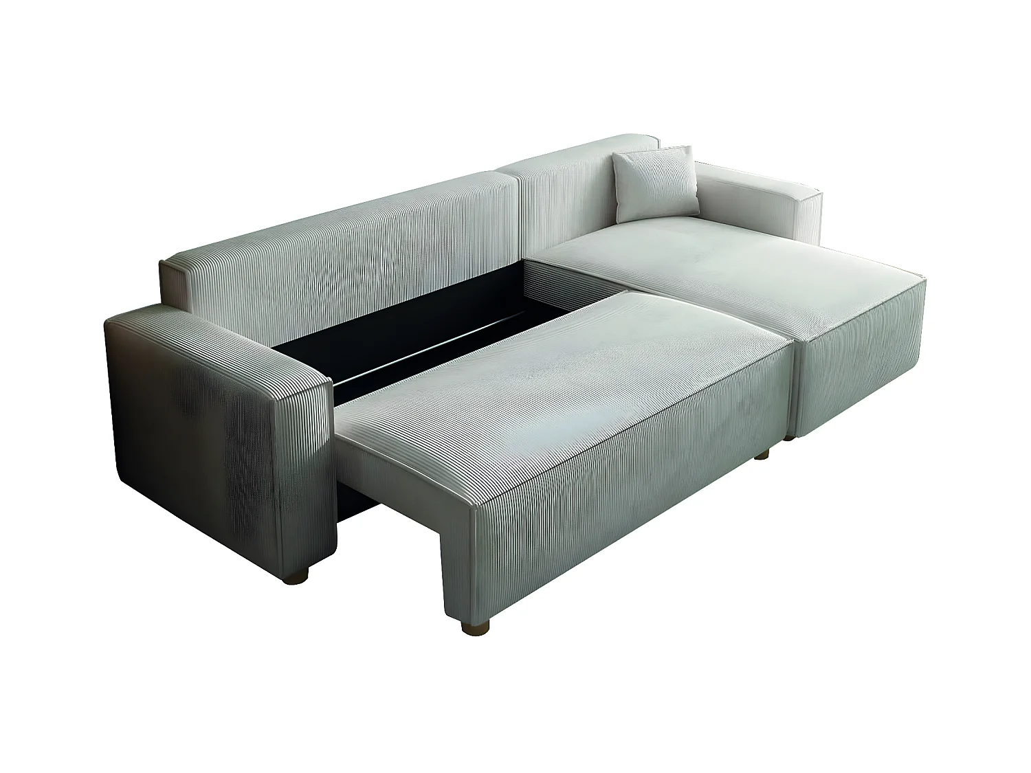 Canapé convertible d'angle réversible 4 places velours côtelé beige COSY