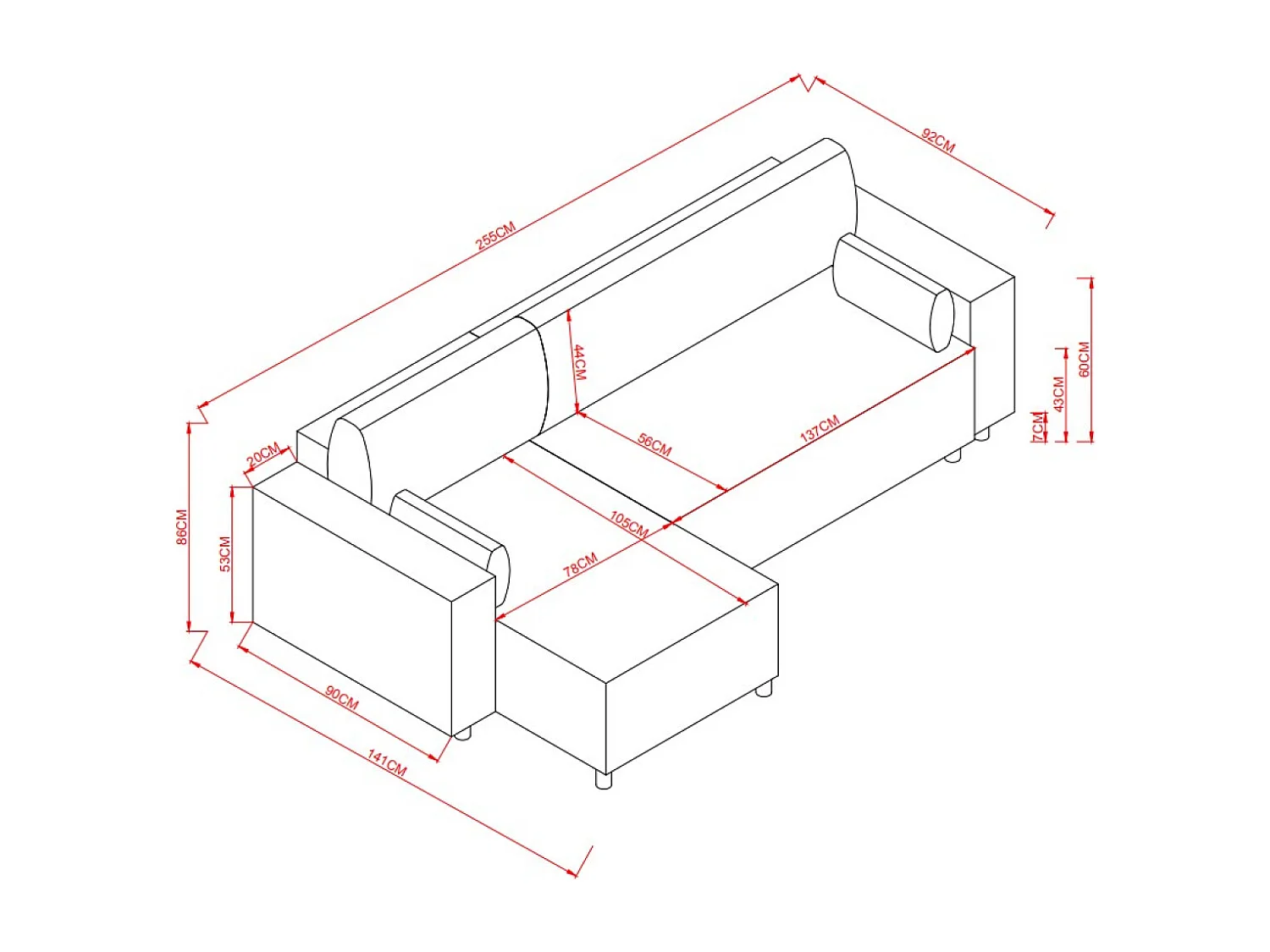 Canapé convertible d'angle réversible 4 places velours côtelé beige COSY