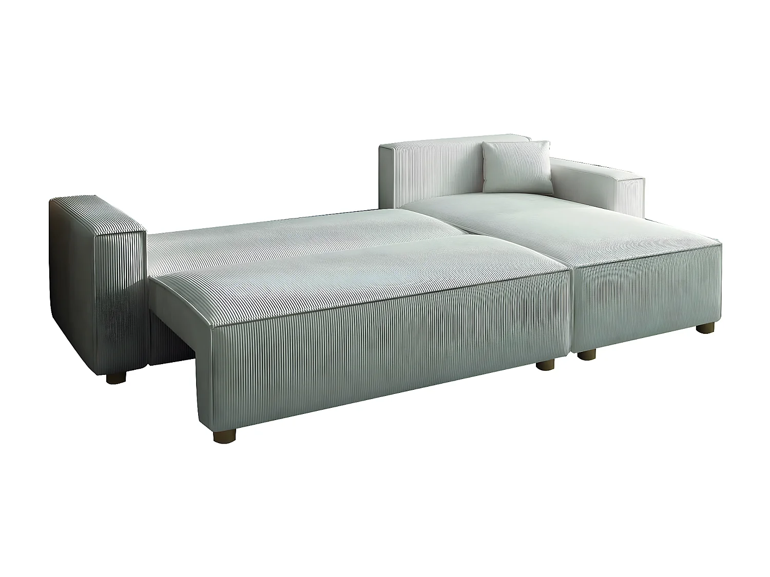 Canapé convertible d'angle réversible 4 places velours côtelé beige COSY