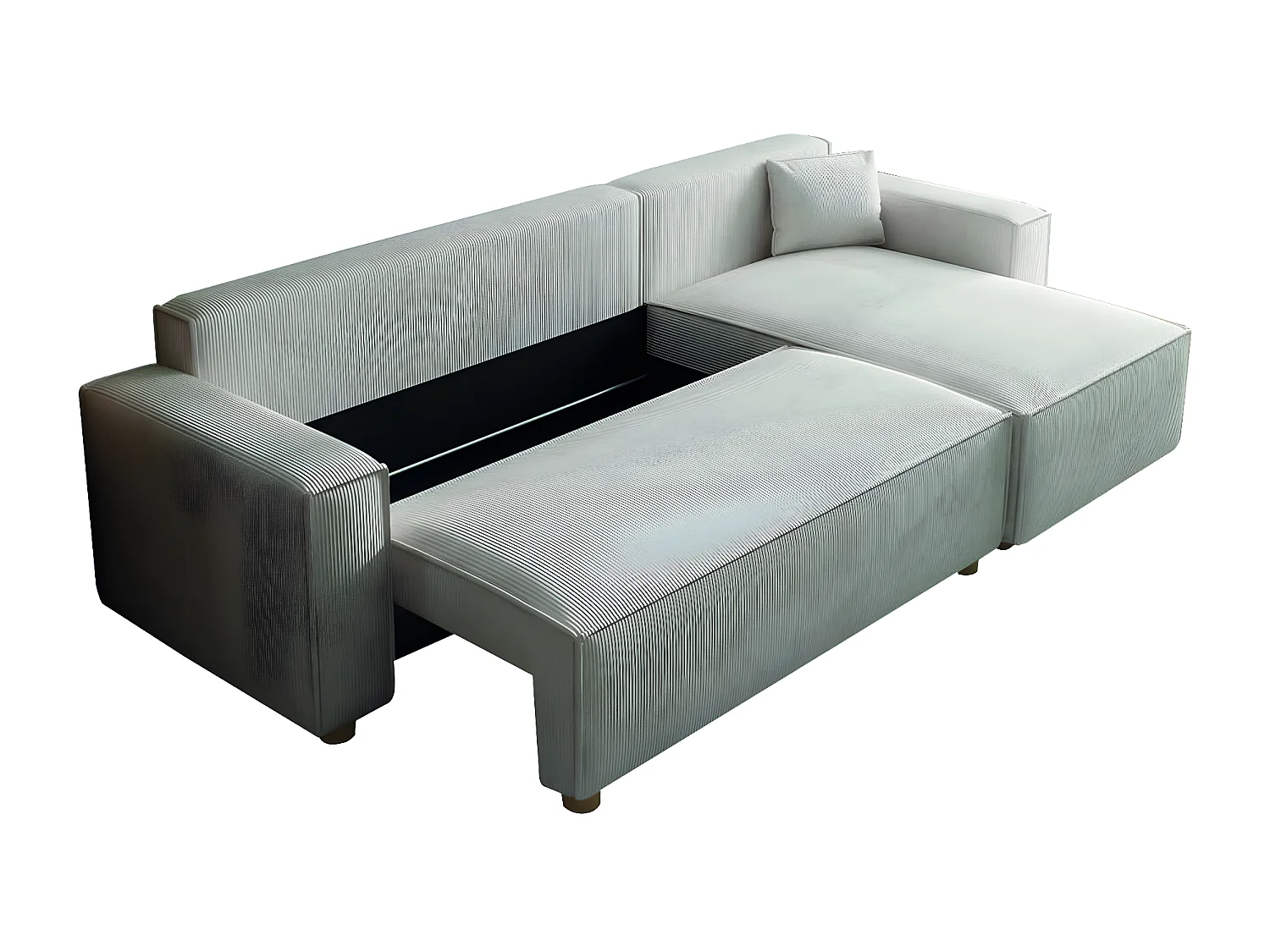 Canapé convertible d'angle réversible 4 places velours côtelé beige COSY