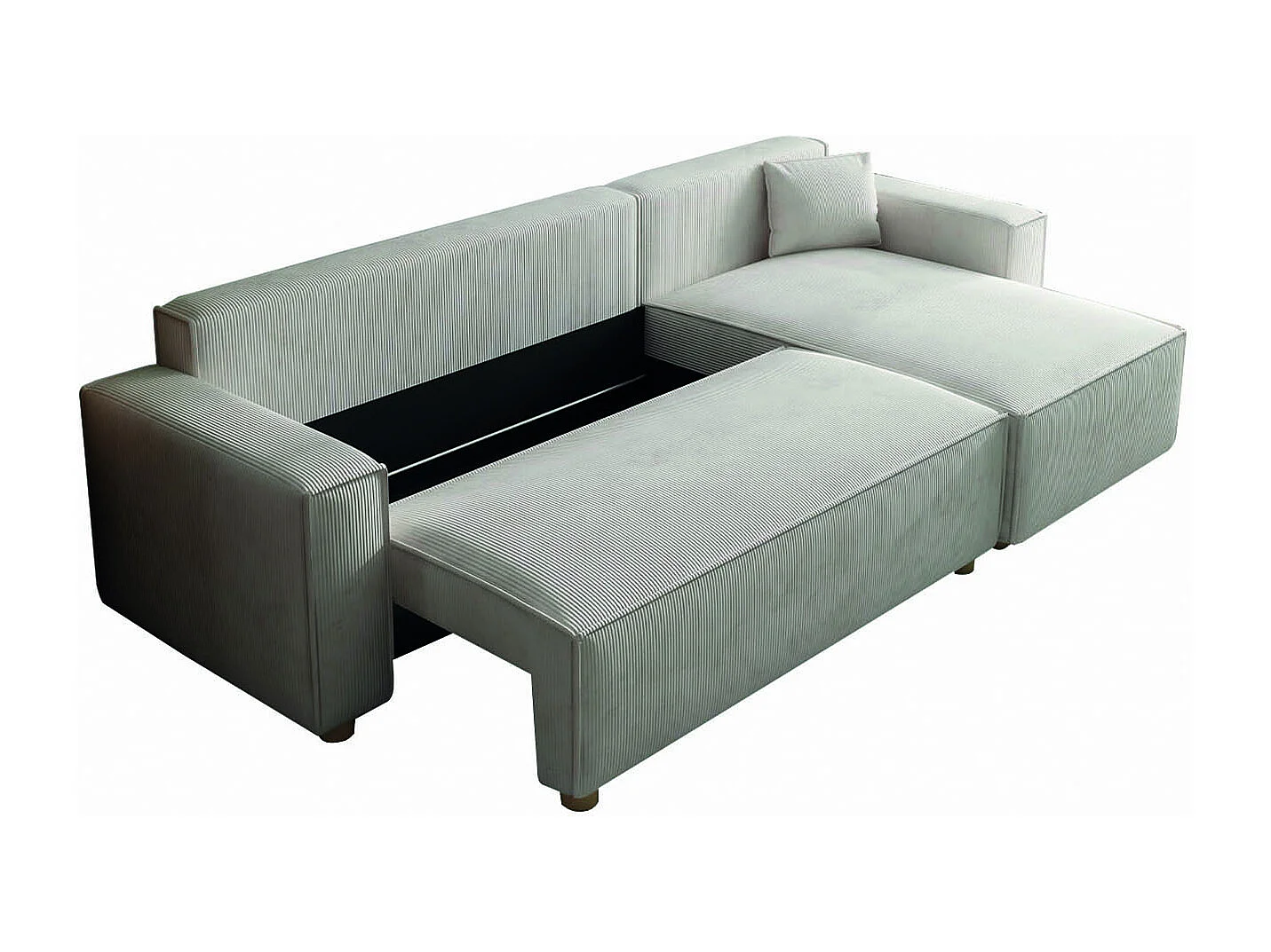 Canapé convertible d'angle réversible 4 places velours côtelé beige COSY