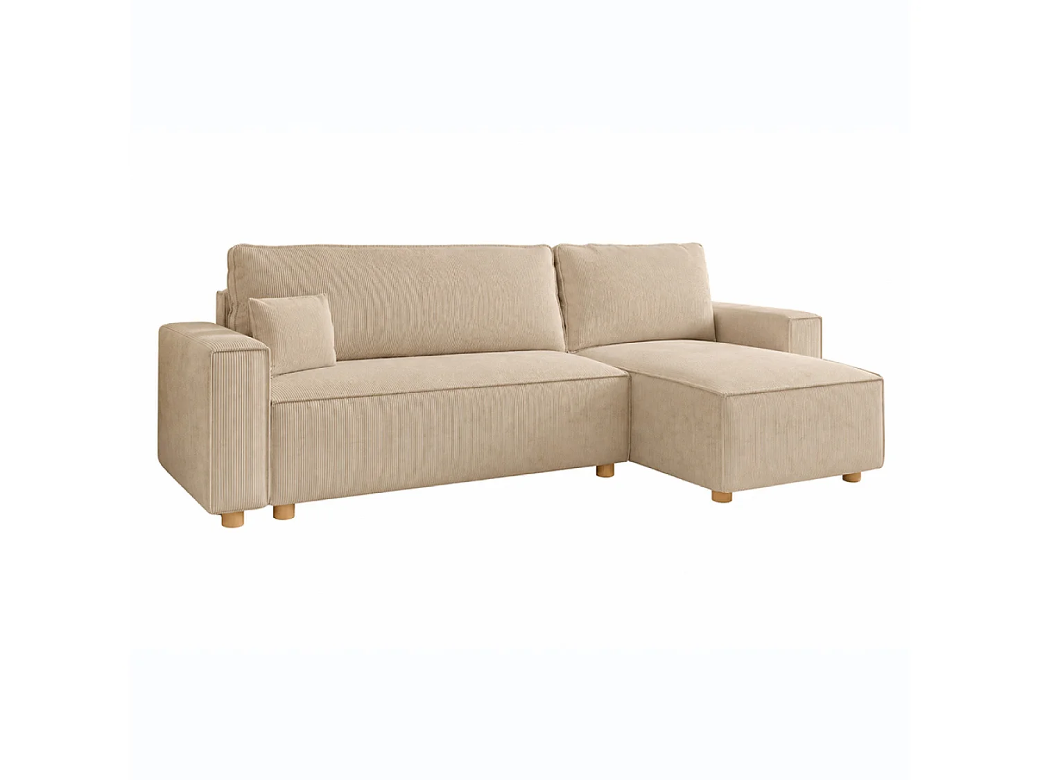 Canapé d'angle réversible convertible 4 places en velours côtelé beige COSY