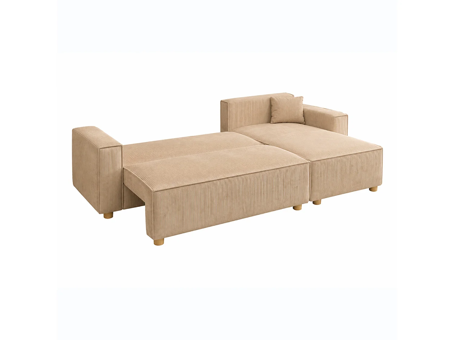 Canapé d'angle réversible convertible 4 places en velours côtelé beige COSY