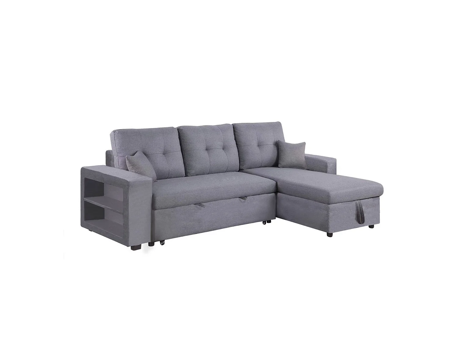 Canapé d'angle droit convertible en tissu gris 4 places GLASGOW