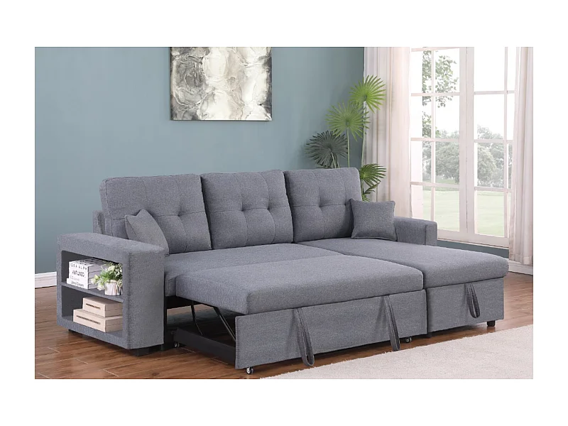 Modulares Ecksofa, rechts, aus Stoff, 4-Sitzer, grau GLASGOW