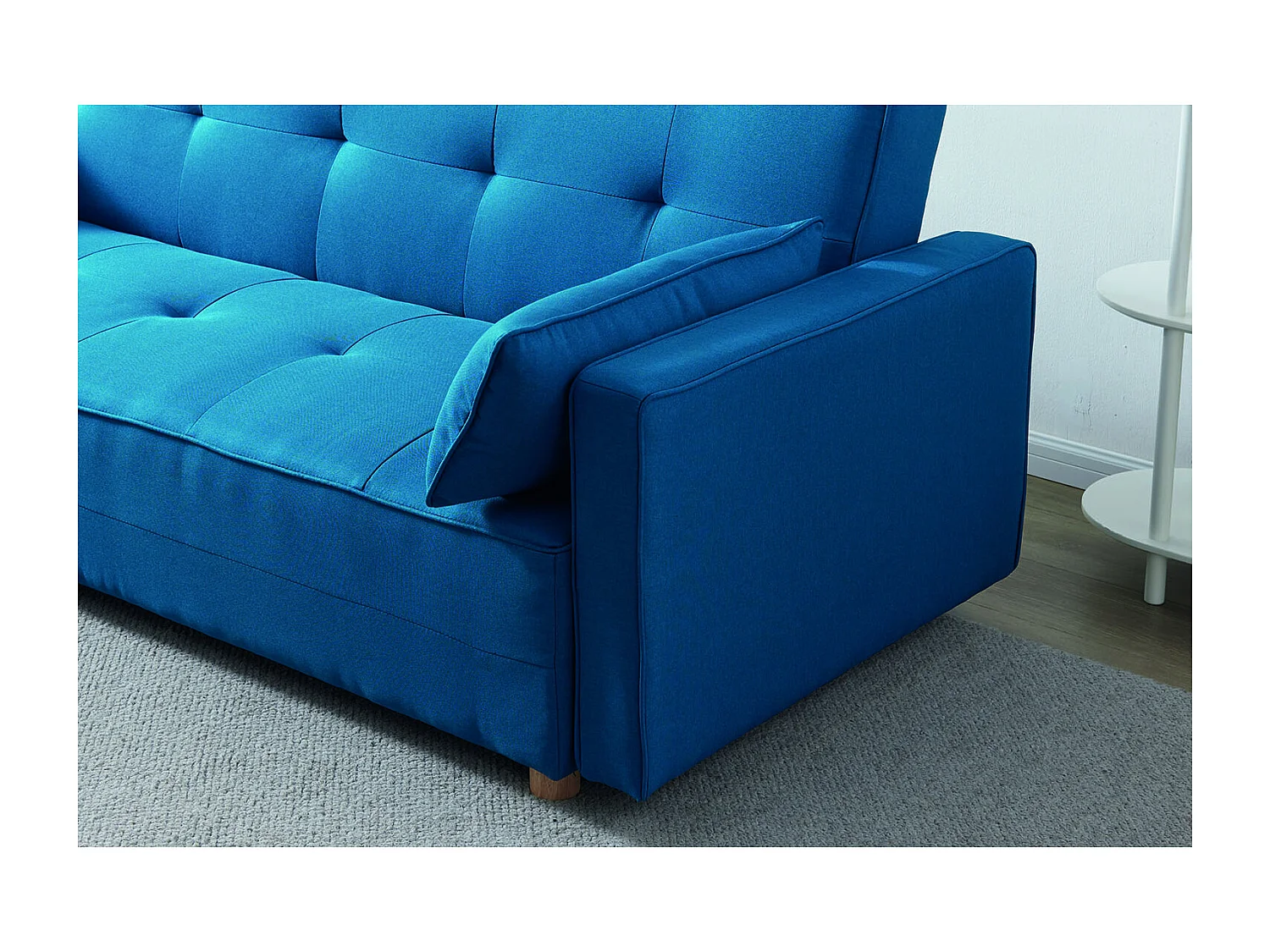 Canapé scandinave convertible 3 places en tissu bleu canard COPENHAGUE