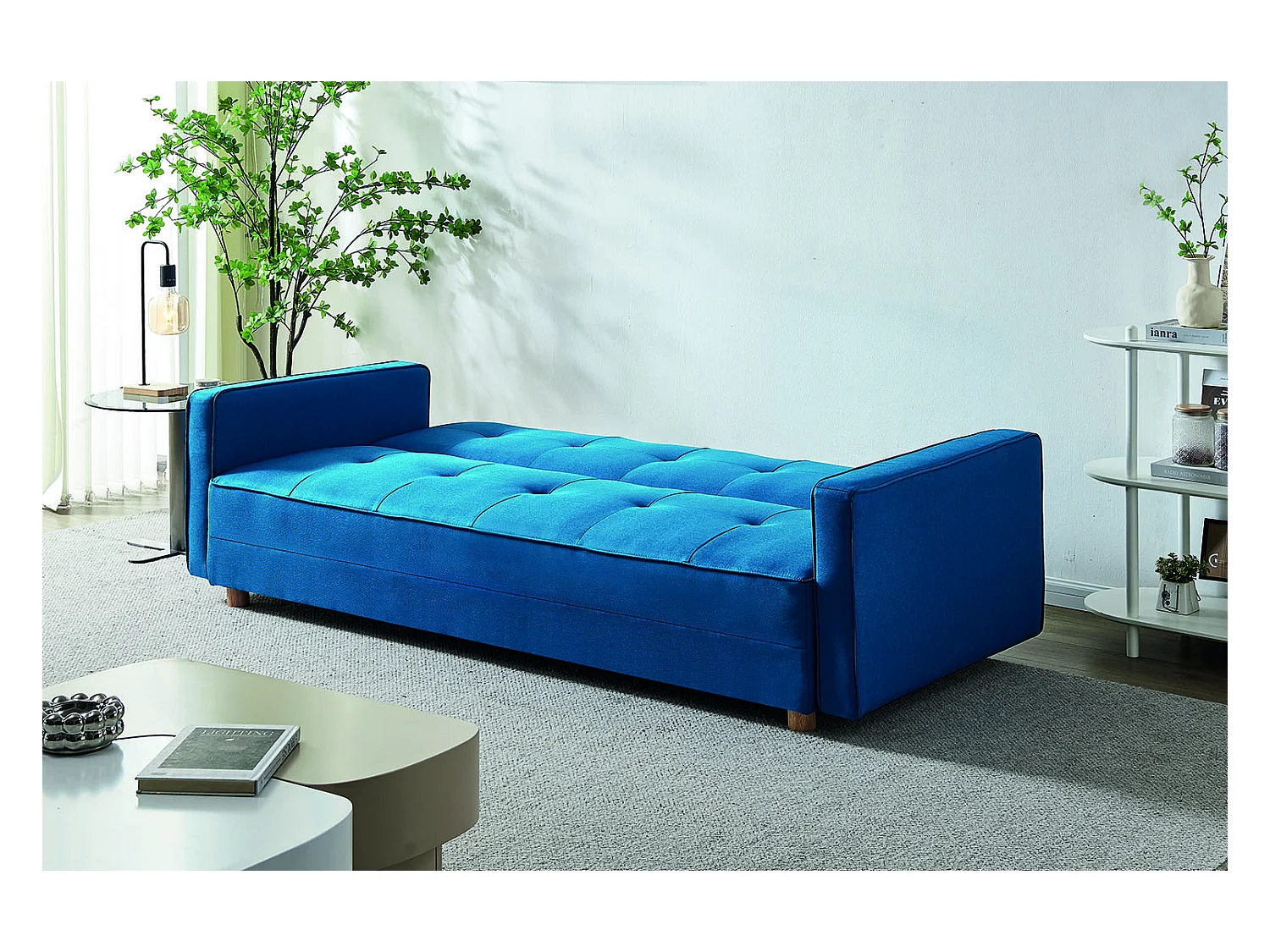 Sofá convertible 3 plazas escandinavo azul COPENHAGE