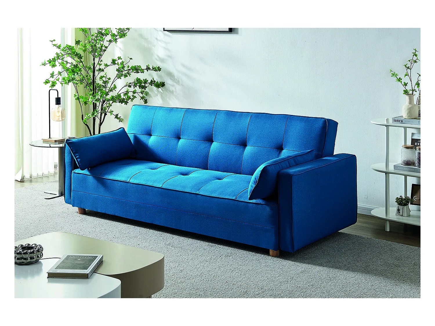 Sofá convertible 3 plazas escandinavo azul COPENHAGE