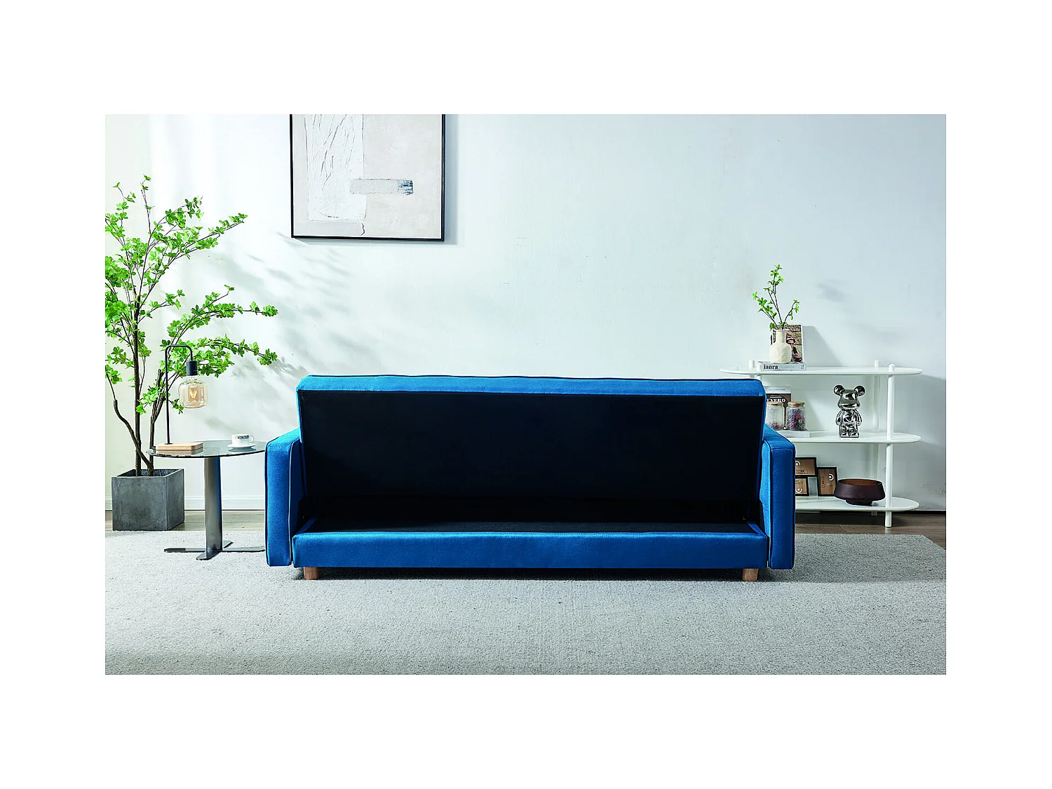 Sofá convertible 3 plazas escandinavo azul COPENHAGE