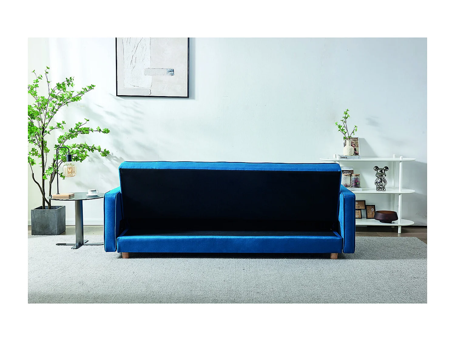 Sofá convertible 3 plazas escandinavo azul COPENHAGE