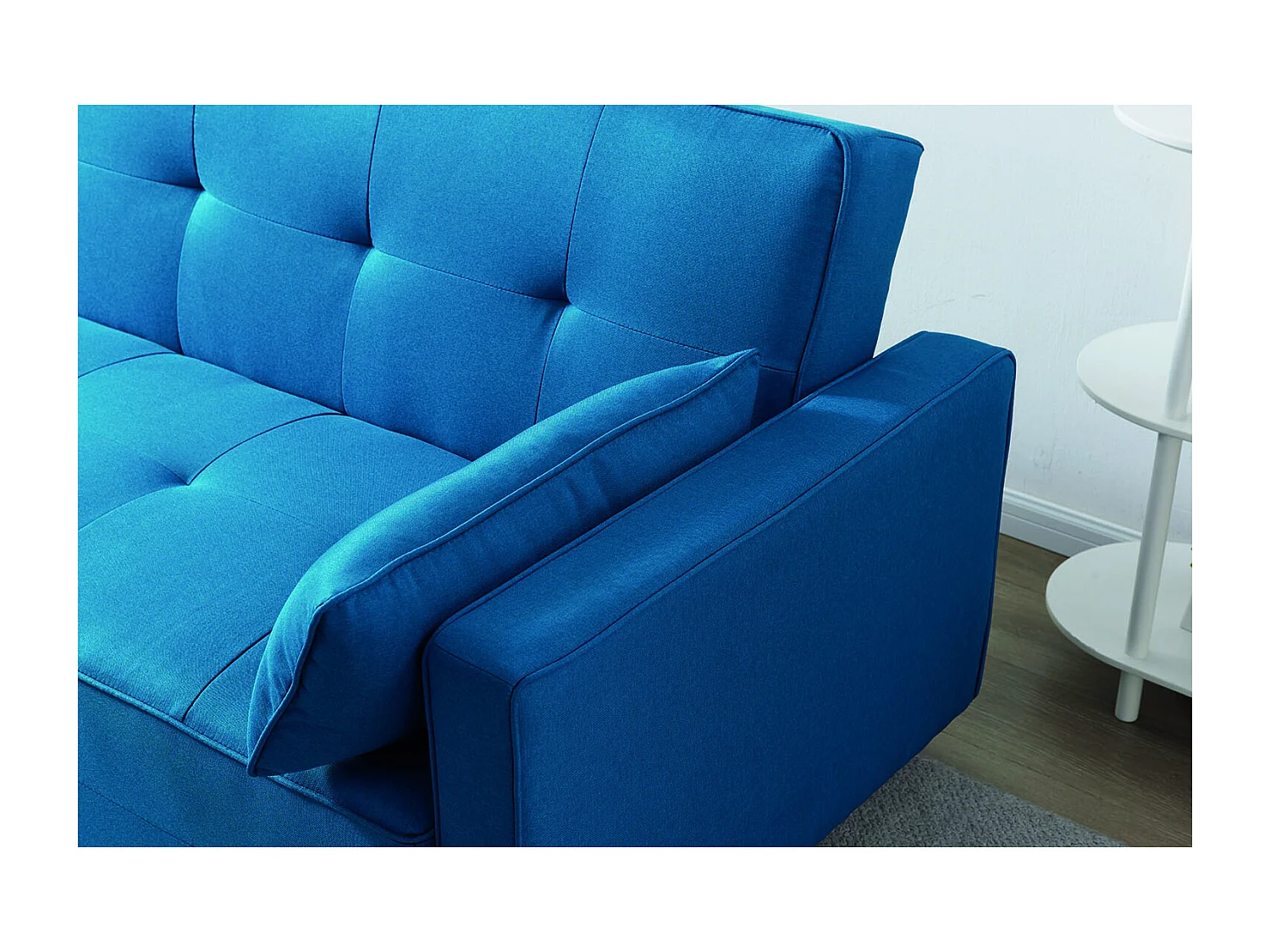 Canapé scandinave convertible 3 places en tissu bleu canard COPENHAGUE