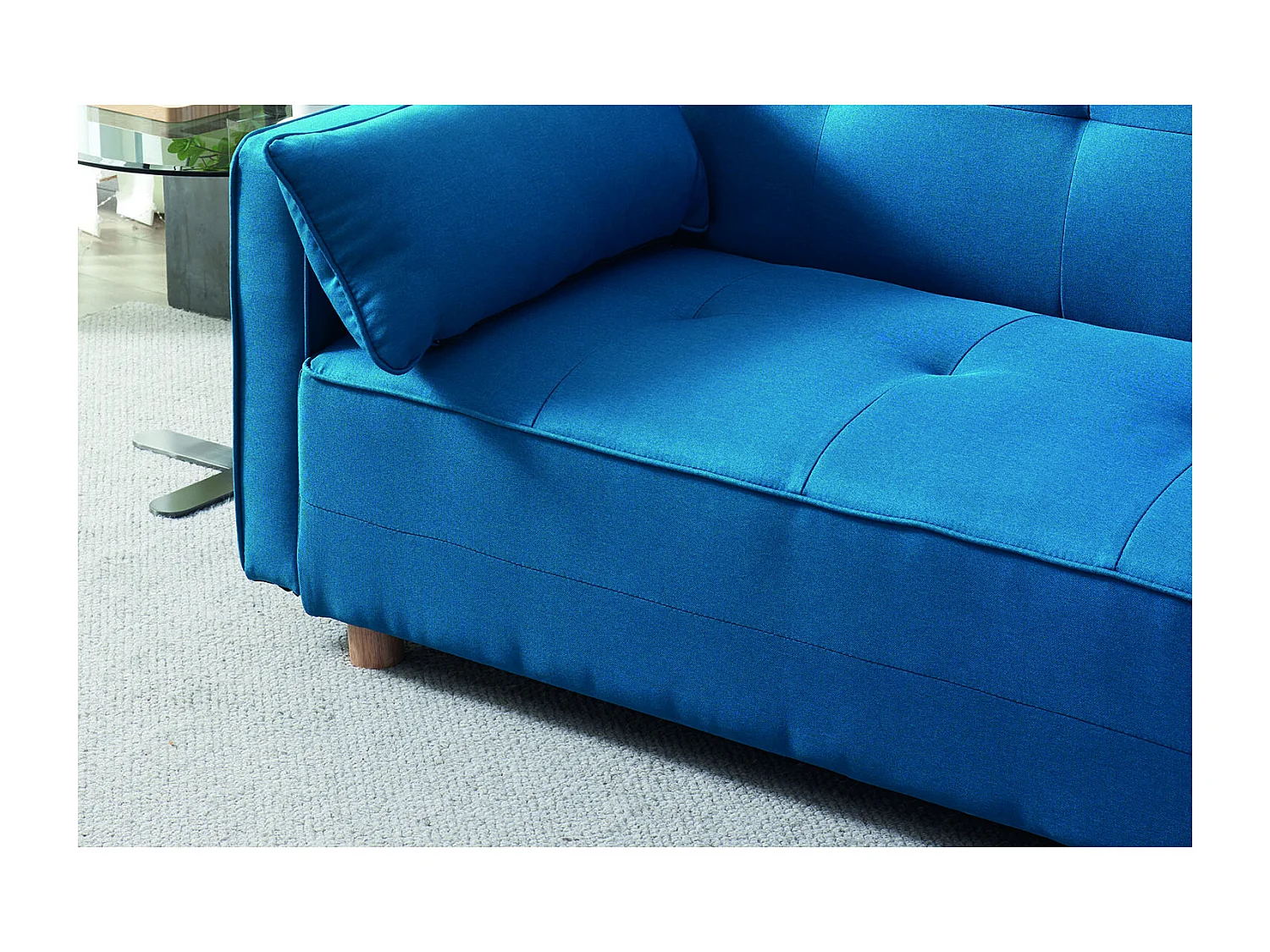 Canapé scandinave convertible 3 places en tissu bleu canard COPENHAGUE