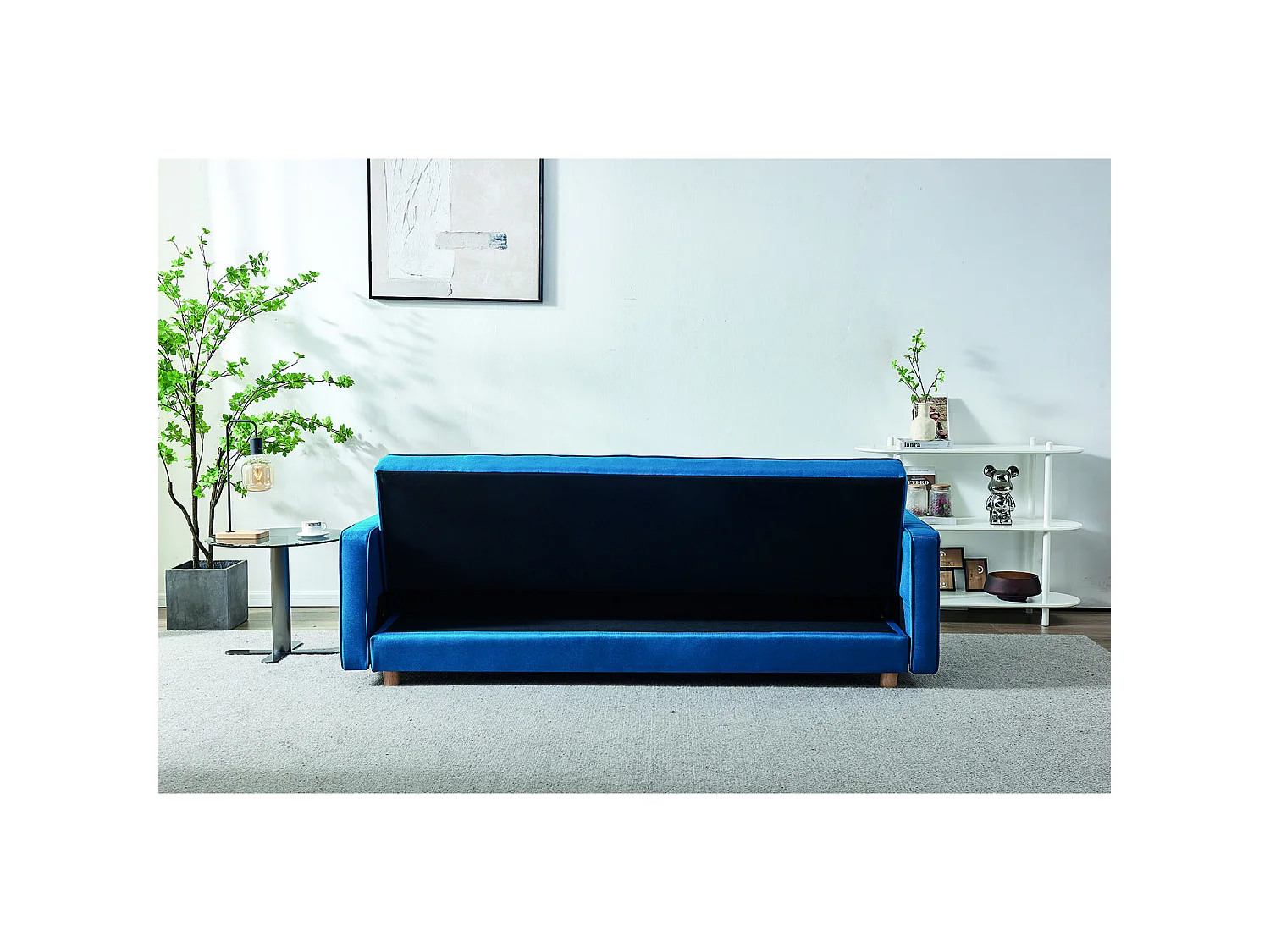 Skandinavisches Sofa 3-Sitzer, umwandelbar, mit Stoffbezug, blau COPENHAGUE
