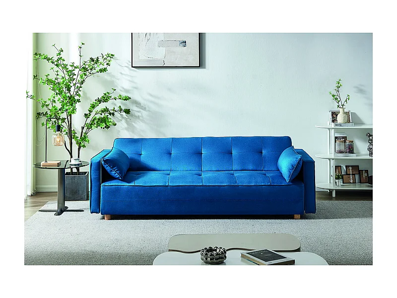 Divano trasformabile scandinavo 3 posti blu anatra COPENHAGE