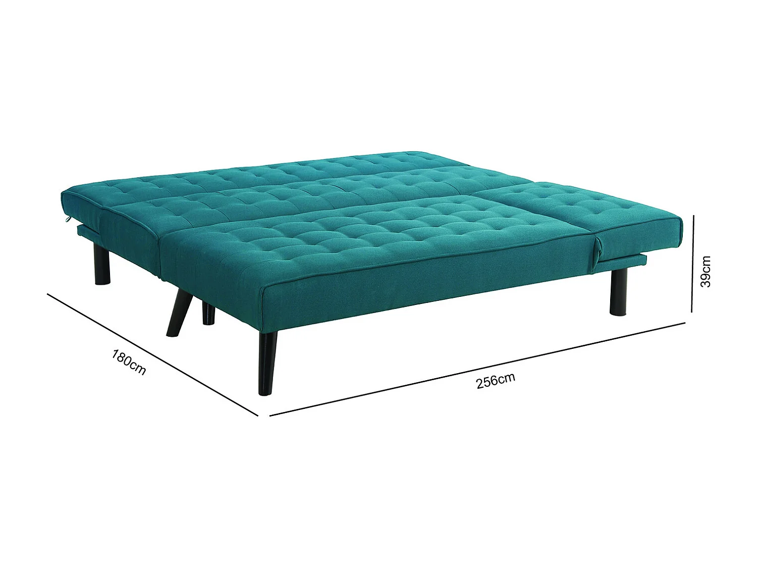 Hoekslaapbank TIM voor 4 personen in eendblauwe stof - Elegant en modern, ideaal voor familie en gasten