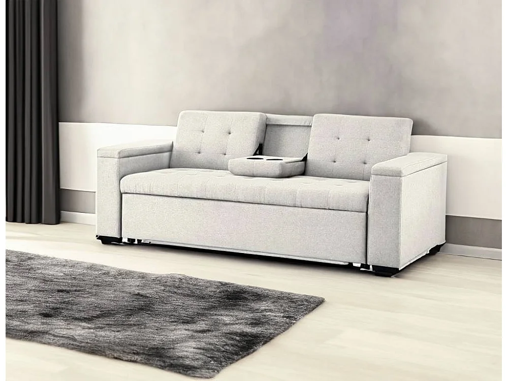 Slaapbank met 3 zitplaatsen van beige stof NOHO