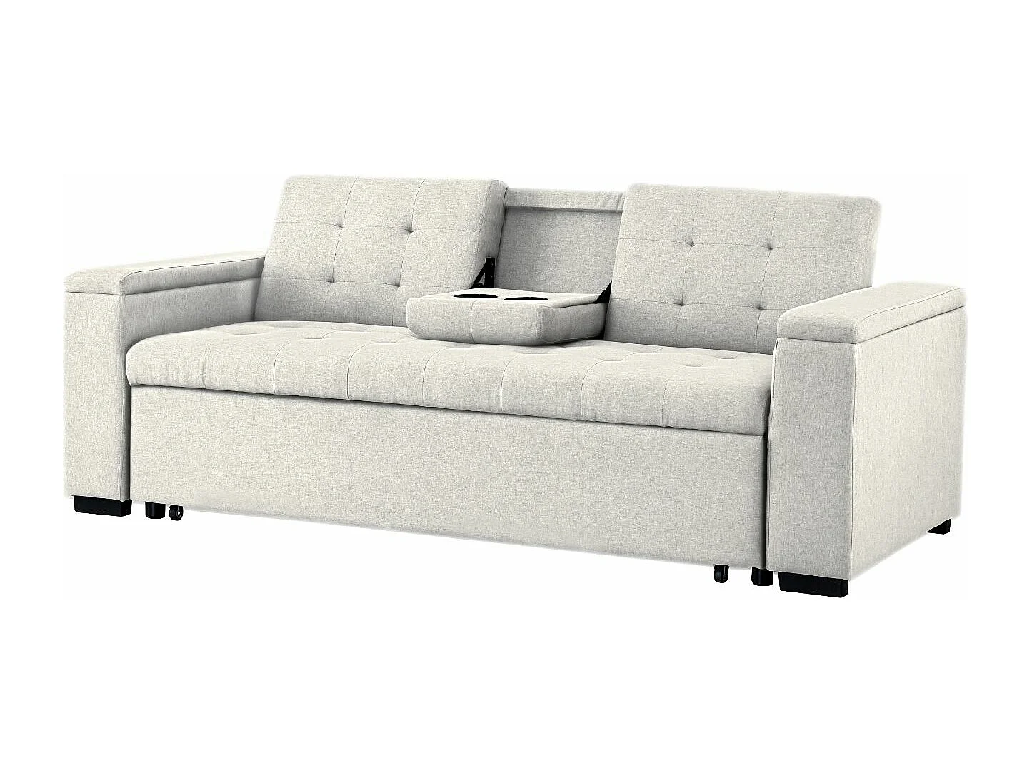 Slaapbank met 3 zitplaatsen van beige stof NOHO