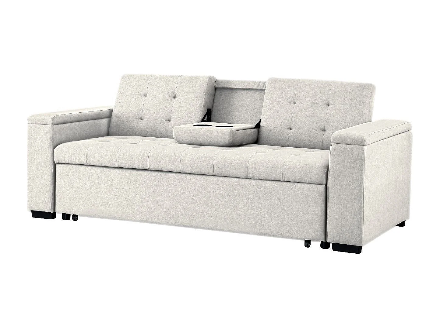 Canapé convertible 3 places en tissu beige NOHO