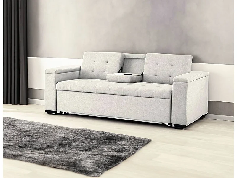 Divano letto 3 posti in tessuto beige NOHO