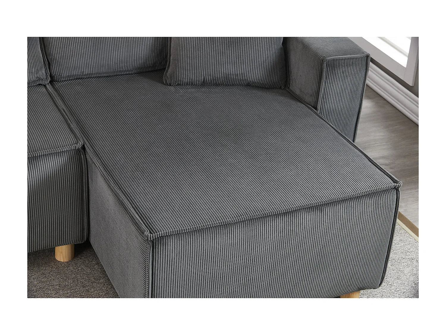 Canapé convertible d'angle réversible 4 places velours côtelé gris COSY