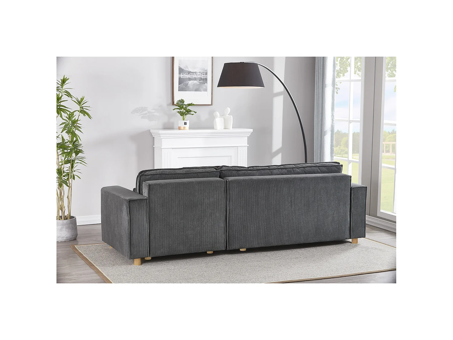 Hoekslaapbank 4-zits Ribstof Grijs COSY - Elegant en Veelzijdig Design