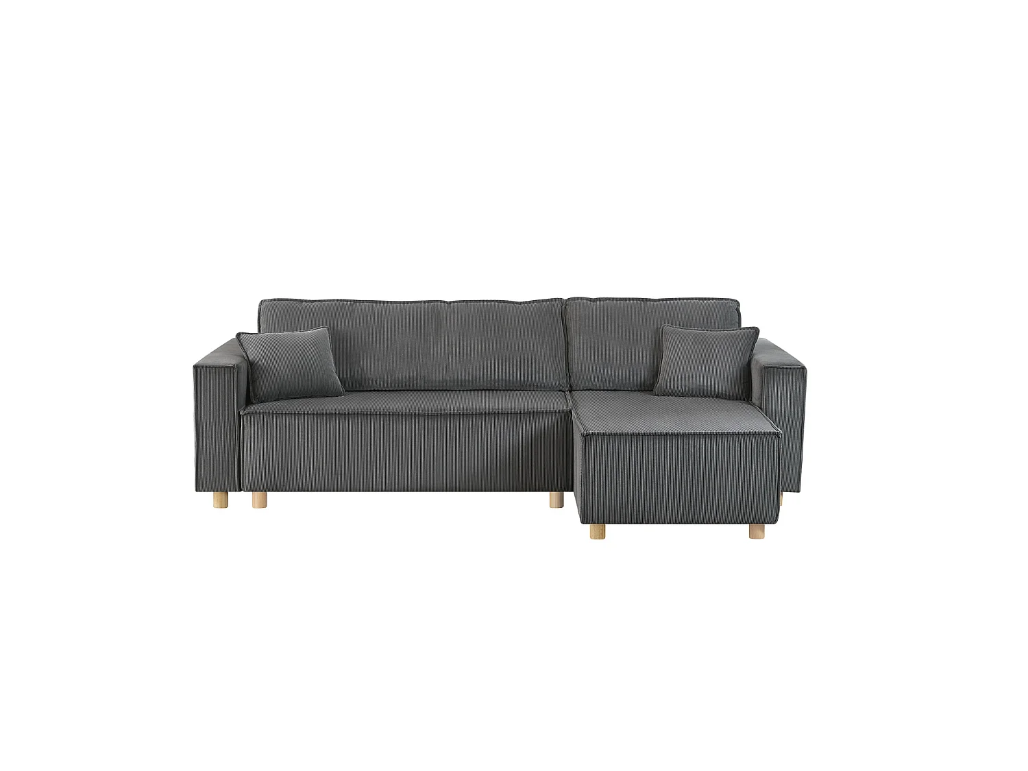 Hoekslaapbank 4-zits Ribstof Grijs COSY - Elegant en Veelzijdig Design
