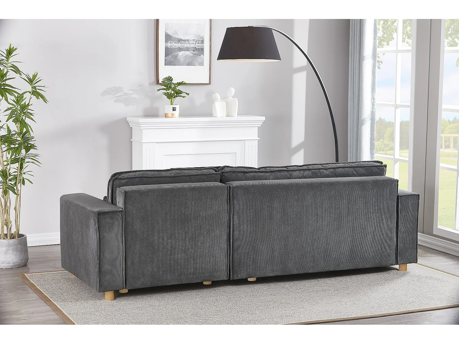 Hoekslaapbank 4-zits Ribstof Grijs COSY - Elegant en Veelzijdig Design