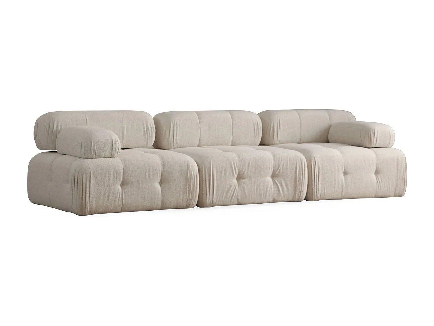 Canapé modulable 3 places Nounou Tissu bouclette Blanc crème