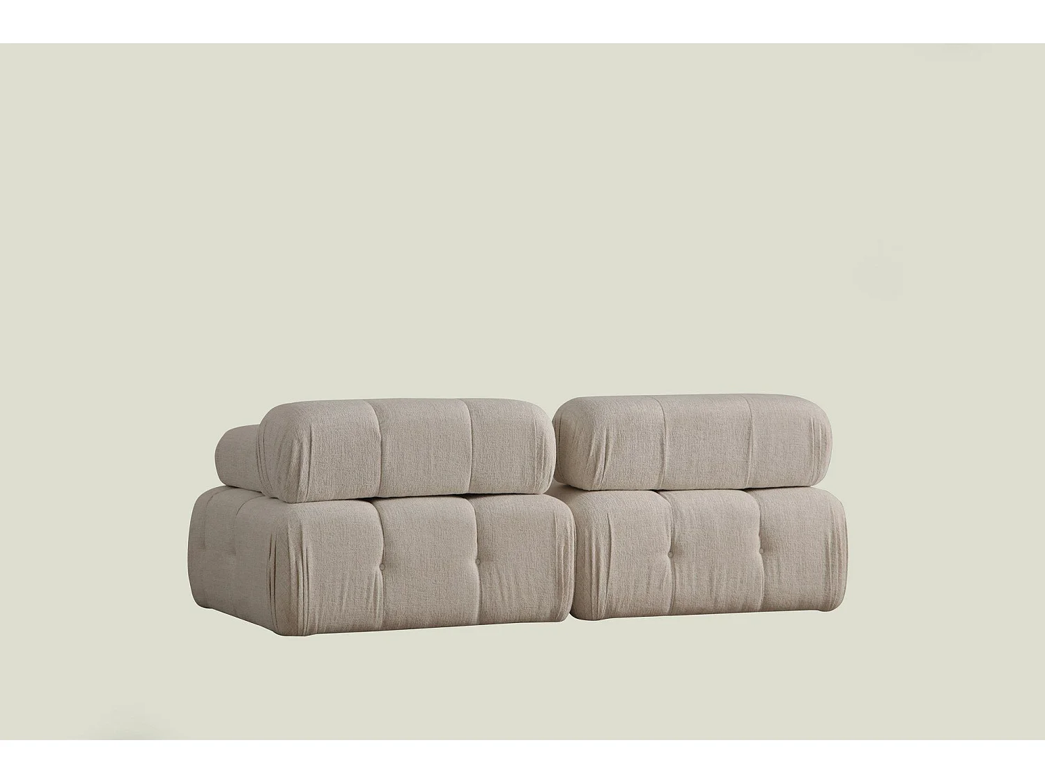 Canapé modulable 2 places Nounou Tissu bouclette Blanc crème